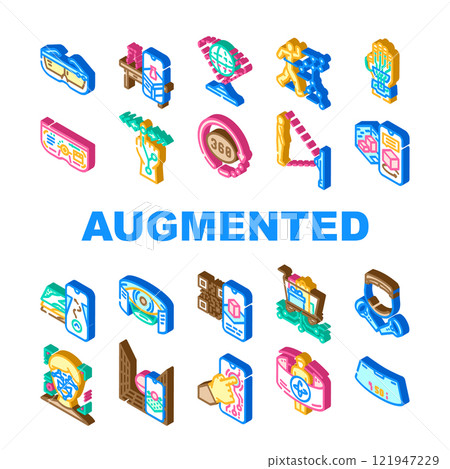 augmented reality virtual ar vr icons set vector augmented reality virtual ar vr icons set vector 121947229
