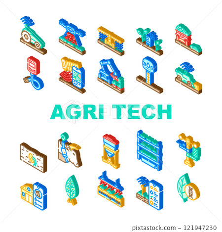 agri tech precision drones iot icons set vector agri tech precision drones iot icons set vector 121947230