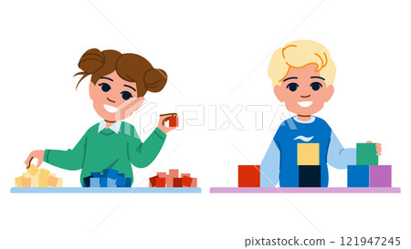 child playful learning kids vector 121947245