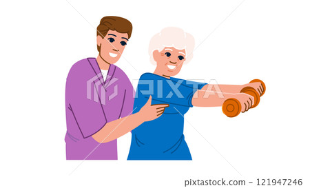 doctor physical therapist rehabilitation vector 121947246