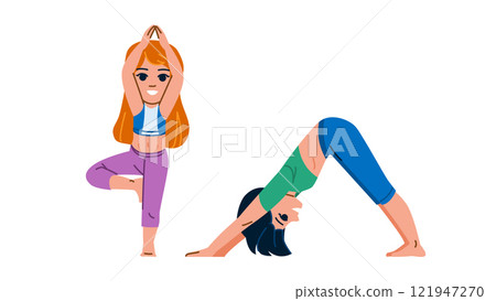 sport kid girl yoga vector 121947270