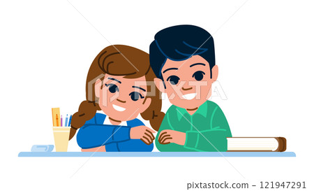 school children in a classroom vector 121947291