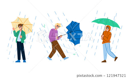 weather umbrella rain man vector 121947321
