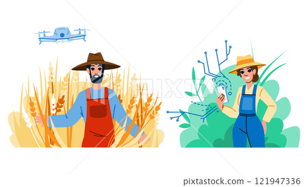 digital smart agriculture farming vector digital smart agriculture farming vector 121947336