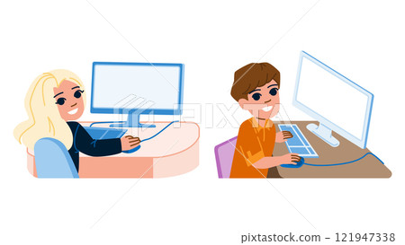 technology school computer lab kid vector 121947338