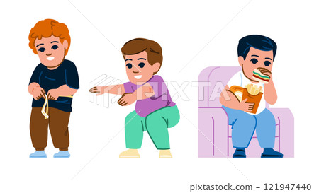 obese overweight kid boy vector 121947440