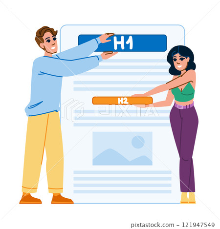 seo header tags h1 h2 vector 121947549