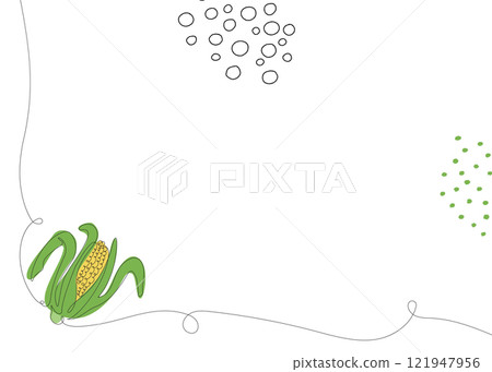 Corn continuous line background. One single line organic healthy food concept. Minimalism modern style graphics design Corn continuous line background. One single line organic healthy food concept. Minimalism modern style graphics design 121947956