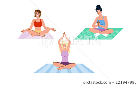 exercise outdoor yoga woman vector 121947983