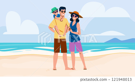 fun family beach day vector 121948013
