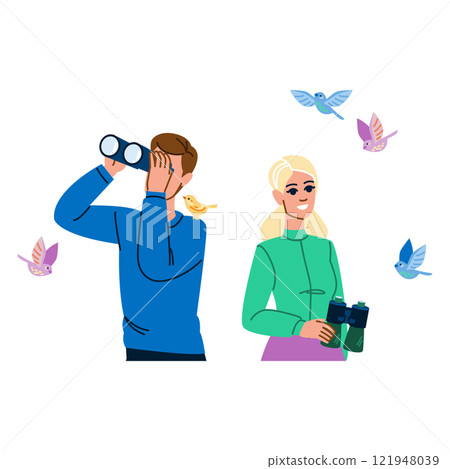 forest birdwatching vector 121948039