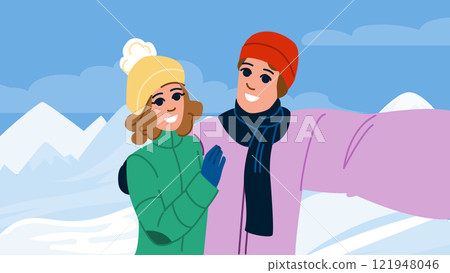 snow winter hike vector 121948046