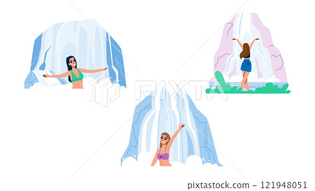 spa waterfall woman vector spa waterfall woman vector 121948051