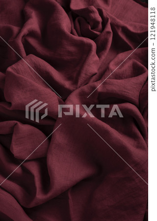 Linen fabric in dark red color Linen fabric in dark red color 121948118