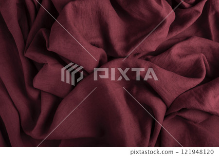 Linen fabric in dark red color Linen fabric in dark red color 121948120