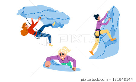 climb rock climbing woman vector 121948144