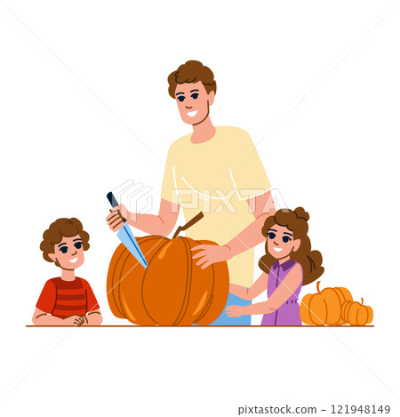 spooky pumpkin carving vector 121948149