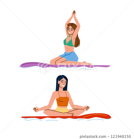 stand paddle board yoga vector stand paddle board yoga vector 121948150