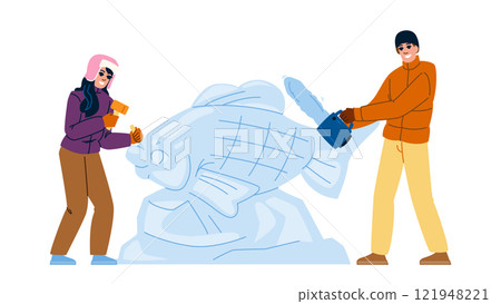 castle ice sculpture vector castle ice sculpture vector 121948221