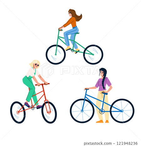 cyclist cycling woman vector 121948236