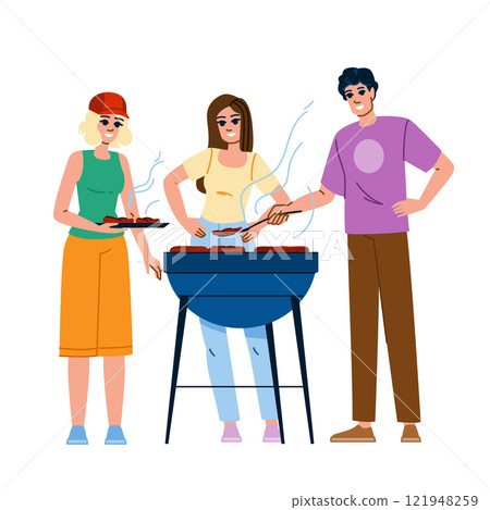 grill barbecue with friends vector 121948259