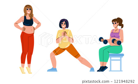 cardio pregnant fitness exercises vector 121948292