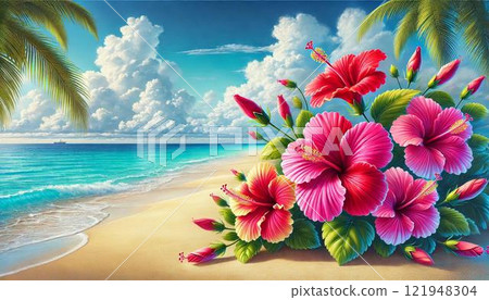 芙蓉和熱帶海 121948304