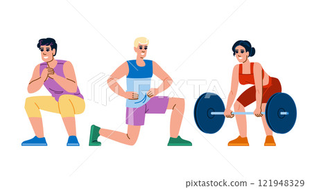 deadlifts fitness exercises leg vector 121948329