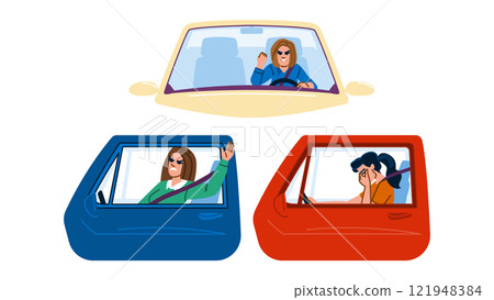 commute stress traffic road woman vector commute stress traffic road woman vector 121948384