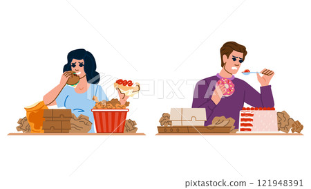 cravings stress eating vector 121948391