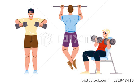curl fitness exercises arm vector 121948416