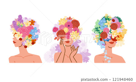 makeup floral face art vector 121948460