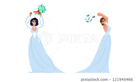 bride bouquet toss vector bride bouquet toss vector 121948466