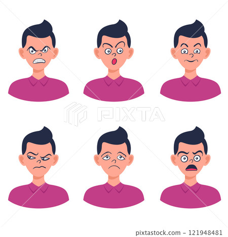 Portraits of man. Boy Avatar. Male emotions. Portraits of man. Boy Avatar. Male emotions. 121948481
