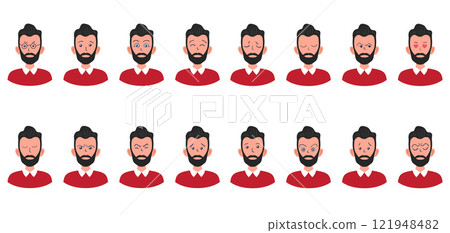 Portraits of man. Boy Avatar. Male emotions. Portraits of man. Boy Avatar. Male emotions. 121948482