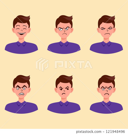 Portraits of man. Boy Avatar. Male emotions. Portraits of man. Boy Avatar. Male emotions. 121948496