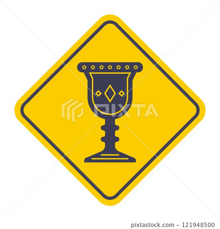 medieval cup icon on yellow background. 121948500