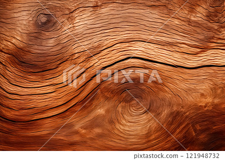 Close-up detailed texture old brown tree trunk, distressed smooth surface, dark wood grain with vertical patterns, natural abstract cracked timber background 121948732