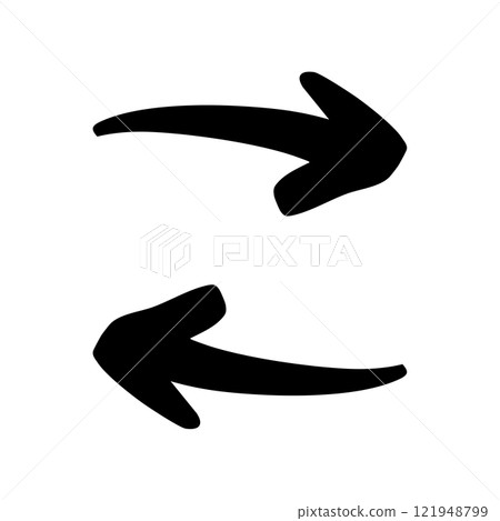 Hand-drawn arrow, both directions, brush, pen, vector 121948799