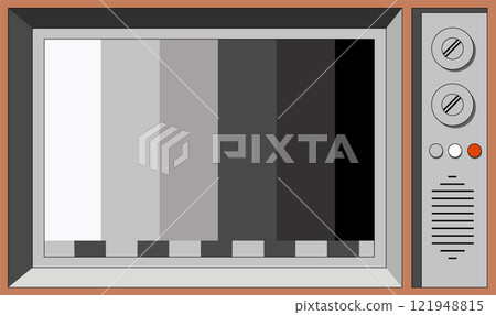 Retro tv set background. Old-fashioned television box with static noise error on screen. 121948815