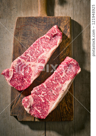 fresh raw Australian Wagyu steak fresh raw Australian Wagyu steak 121948925
