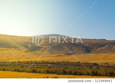 top view of south Kazakhstan nature, mountain and nature view 121949041