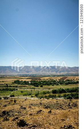 top view of south Kazakhstan nature, mountain and nature view 121949080
