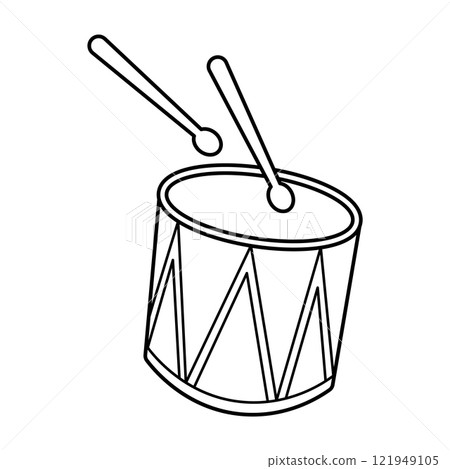 Drum with Drumsticks Outline Vector Illustration Drum with Drumsticks Outline Vector Illustration 121949105