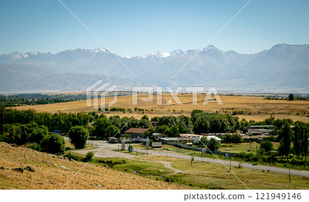 top view of south Kazakhstan nature, mountain and nature view 121949146