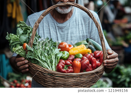 basket with fresh vegetables 121949156