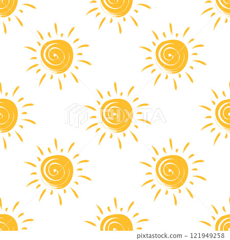 Seamless pattern with hand drawn suns. Sun seamless pattern. Simple background, print Seamless pattern with hand drawn suns. Sun seamless pattern. Simple background, print 121949258