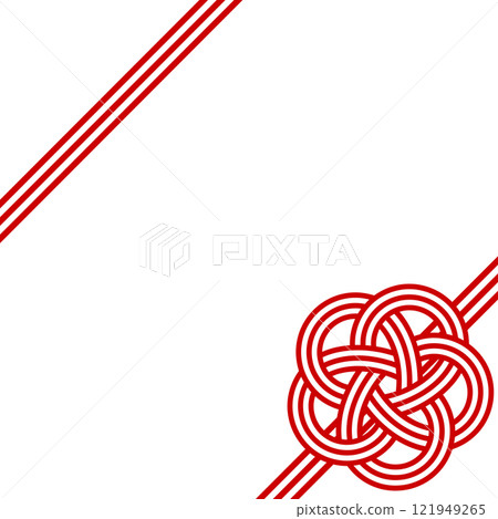 可用於慶典和吉祥場合的時尚梅花結框插圖 水引風格紅白 3 件 121949265