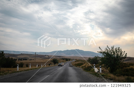 Overcast sky with dark clouds. Dark sky before a thunder-storm. The gray cloud background before rain. 121949325