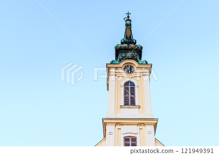 Church tower clock 121949391